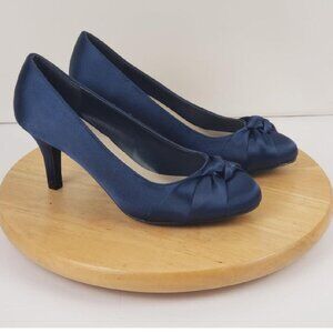 Dorothy Perkins US 7.5 UK 5 Dark Royal Blue Heels Brushed Satin Womens Shoes